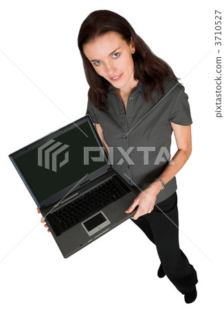 business woman with laptop - full body business woman with laptop - full body 3710527