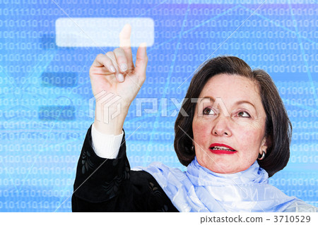 business woman pressing a button business woman pressing a button 3710529