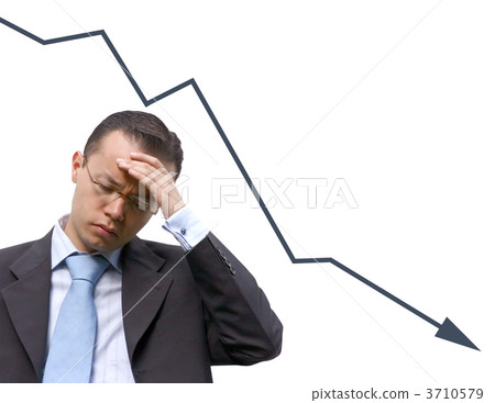 business man worries with graph - isolated 3710579