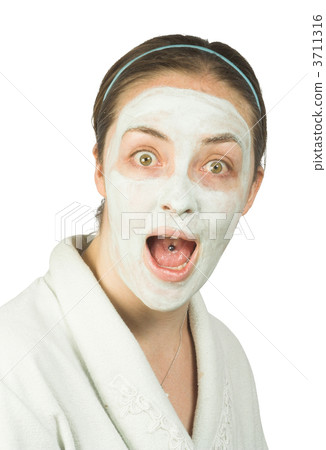 Suprised woman with face mask 3711316