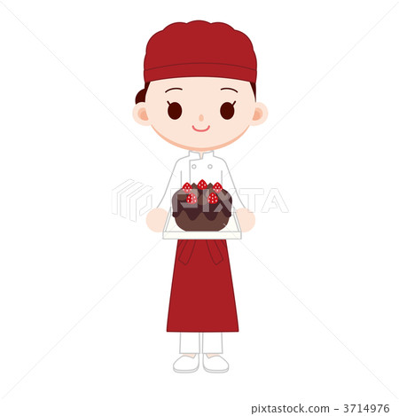 A woman having a pastry with a cake 3714976