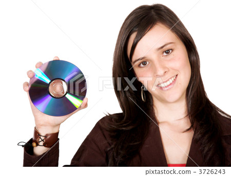 beautiful girl holding a cd 3726243