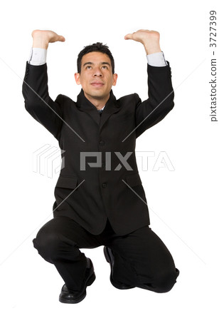 business man pushing something up 3727399