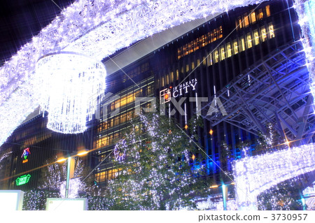 Illumination night scene of JR Hakata City 3730957