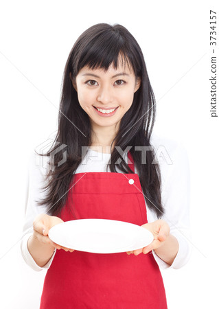 拿著盤的婦女 3734157
