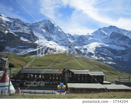 Swiss Kleine Scheidek Station and Eiger Mönch Jungfrau 3734204