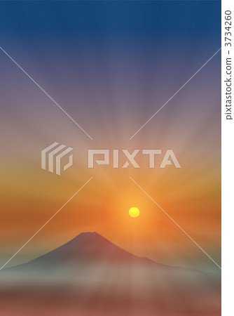 富士山和早晨的太陽 3734260