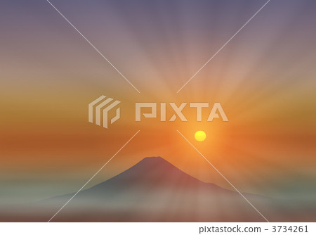 富士山和早晨的太陽 3734261