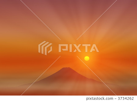 富士山和早晨的太陽 3734262