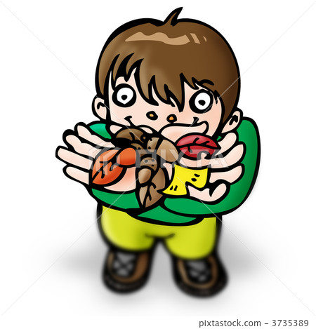 boy, picking up leaves, acorn 3735389