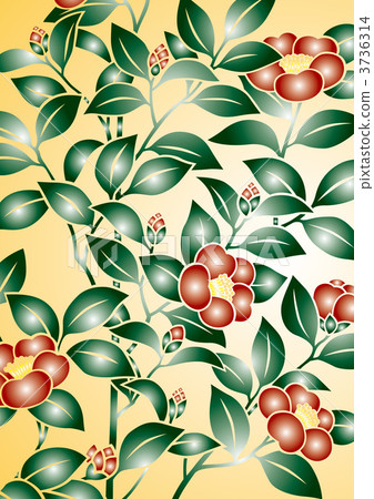 茶梅 花紋 樣式 3736314