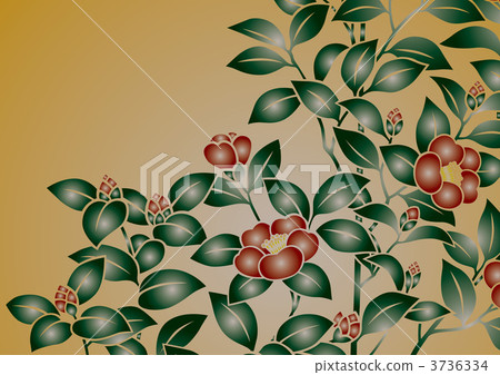 茶梅 花紋 樣式 3736334