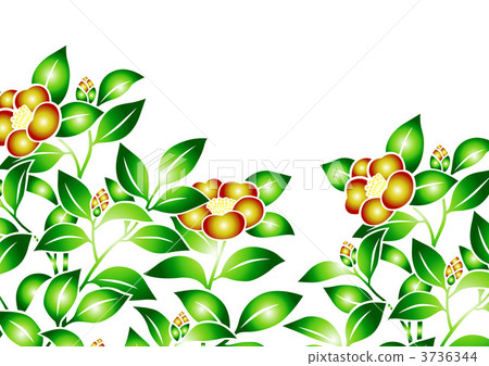 茶梅 花紋 樣式 3736344