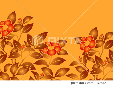 茶梅 花紋 樣式 3736390