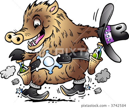 Hand-drawn Vector illustration of an Dancing Javelina Boar 3742584