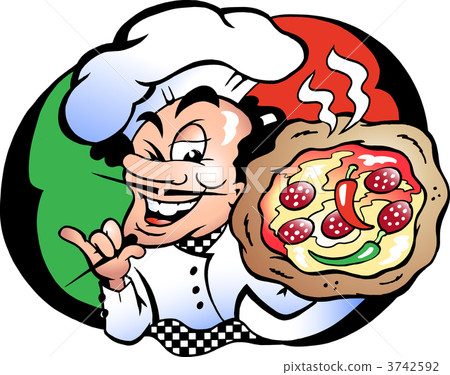 Hand-drawn Vector illustration of an Italien Pizza Baker Hand-drawn Vector illustration of an Italien Pizza Baker 3742592
