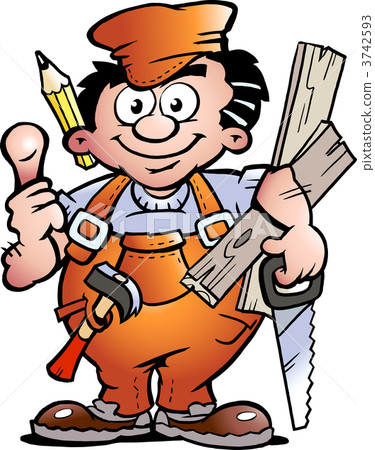 Hand-drawn Vector illustration of an Carpenter Handyman Hand-drawn Vector illustration of an Carpenter Handyman 3742593