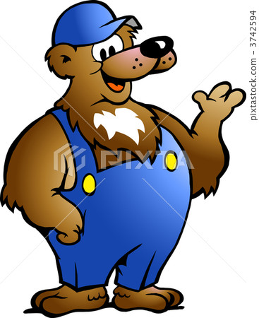 Hand-drawn Vector illustration of an Bear in Blue Overalls Hand-drawn Vector illustration of an Bear in Blue Overalls 3742594