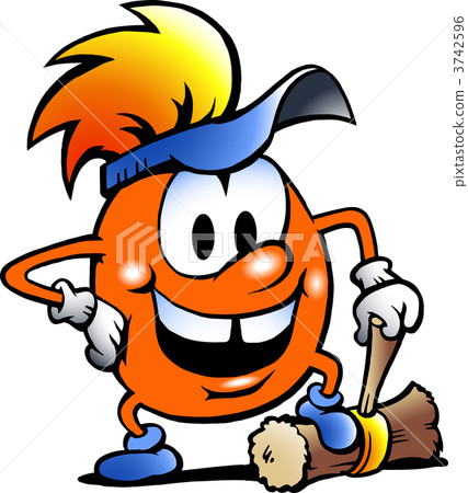 Hand-drawn Vector illustration of an Orange Gobling with a big h Hand-drawn Vector illustration of an Orange Gobling with a big h 3742596