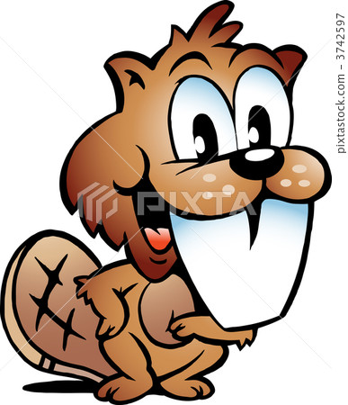 Hand-drawn Vector illustration of an Happy Beaver Hand-drawn Vector illustration of an Happy Beaver 3742597