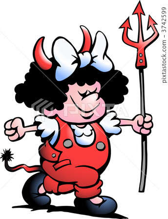 Hand-drawn Vector illustration of an Red Devil Girl Hand-drawn Vector illustration of an Red Devil Girl 3742599