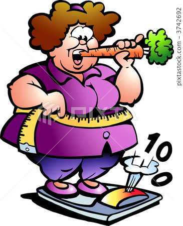 插图素材 hand-drawn vector illustration of an fat lady