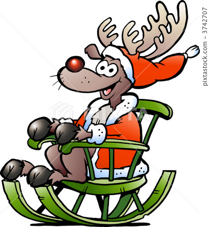 Hand-drawn Vector illustration of an Reindeer sitting in rocking chair Hand-drawn Vector illustration of an Reindeer sitting in rocking chair 3742707