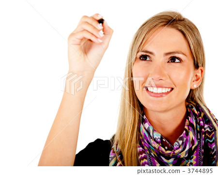 Woman holding a pen 3744895