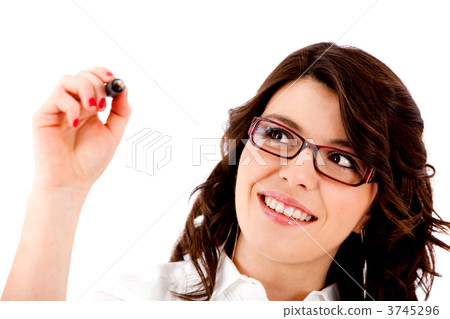 Woman holding a pen 3745296