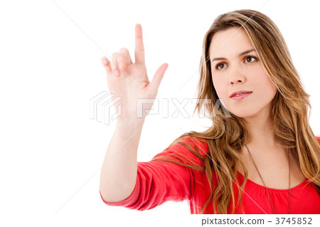 Woman touching a screen 3745852