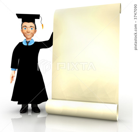 3D graduate with banner 3747090
