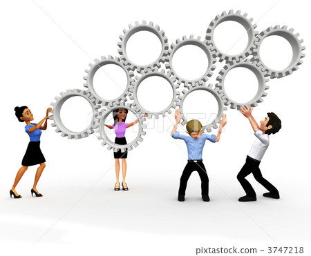 3D business team assembling gears 3747218