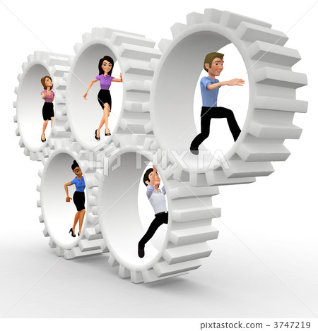 3D business team in action 3747219