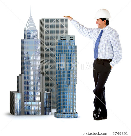 Engineer leaning on buildings 3749891