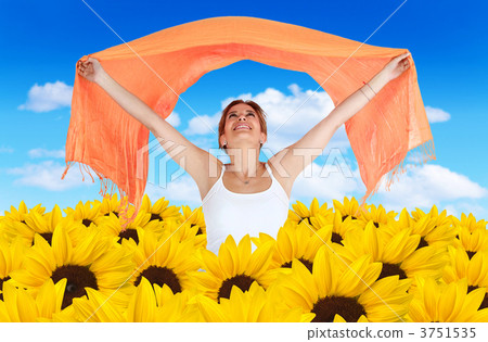 Woman in a field of sunflowers Woman in a field of sunflowers 3751535