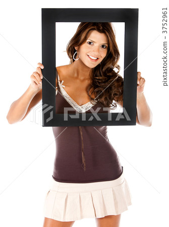 Beautiful woman with a frame 3752961