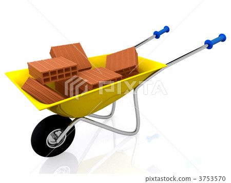 3D Wheelbarrow with bricks 3D Wheelbarrow with bricks 3753570