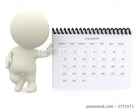 3D guy with a calendar 3D guy with a calendar 3753571