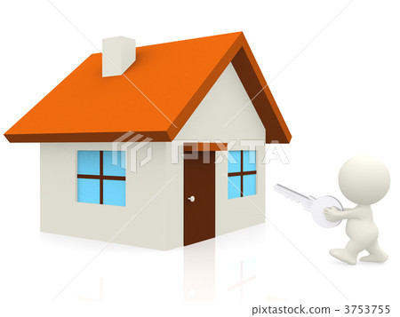 3D man with house keys 3753755