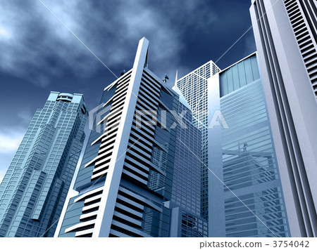 corporate buildings in blue tones 3754042