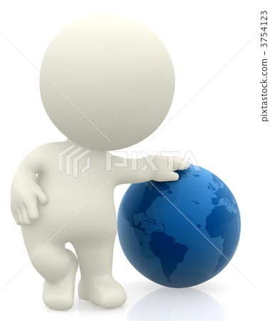 3D person with the Earth 3754123
