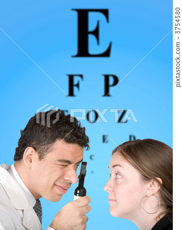 eye test chart with doctor and patient 3754580