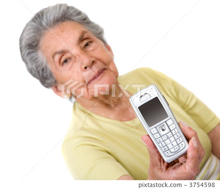 grandmother with a mobile phone on her hand 3754598
