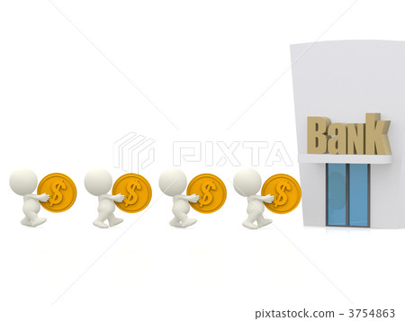 3D people queuing at the bank 3D people queuing at the bank 3754863