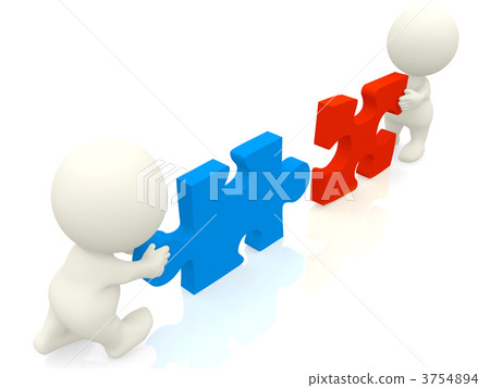 3d people assembling a puzzle 3d people assembling a puzzle 3754894