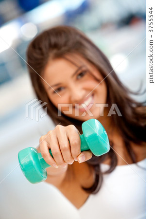 Woman with freeweights Woman with freeweights 3755544