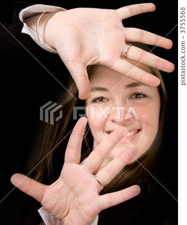 Business Woman with hands on screen 3755568