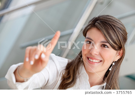 Business woman pressing a button 3755765