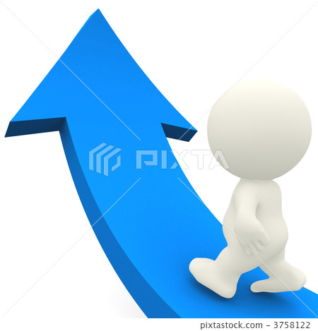 3D man walking on curved arrow 3758122