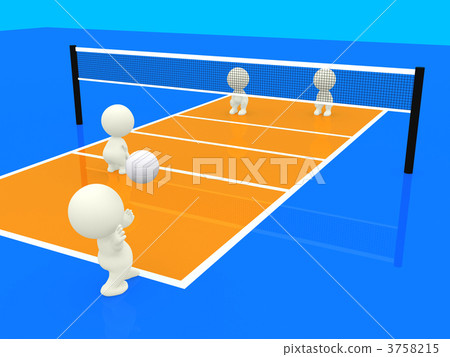 3D people playing volleyball 3758215